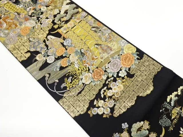 JAPANESE FUKURO OBI / WOVEN FLOWER & KICHO PATTERN